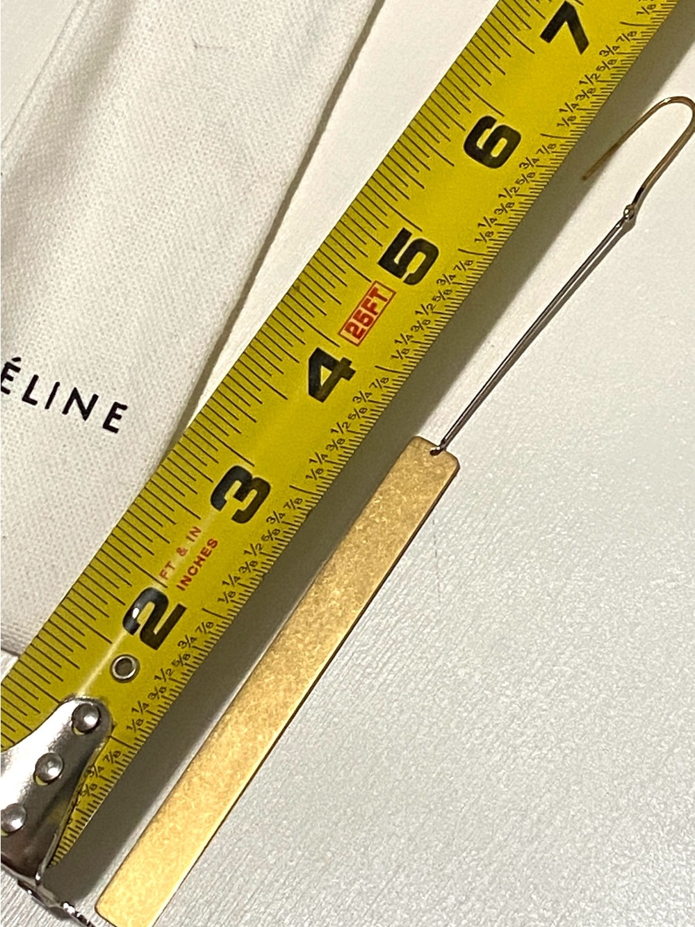 Celine Gold Long Rectangular Drop Earrings - Picture 8 of 8